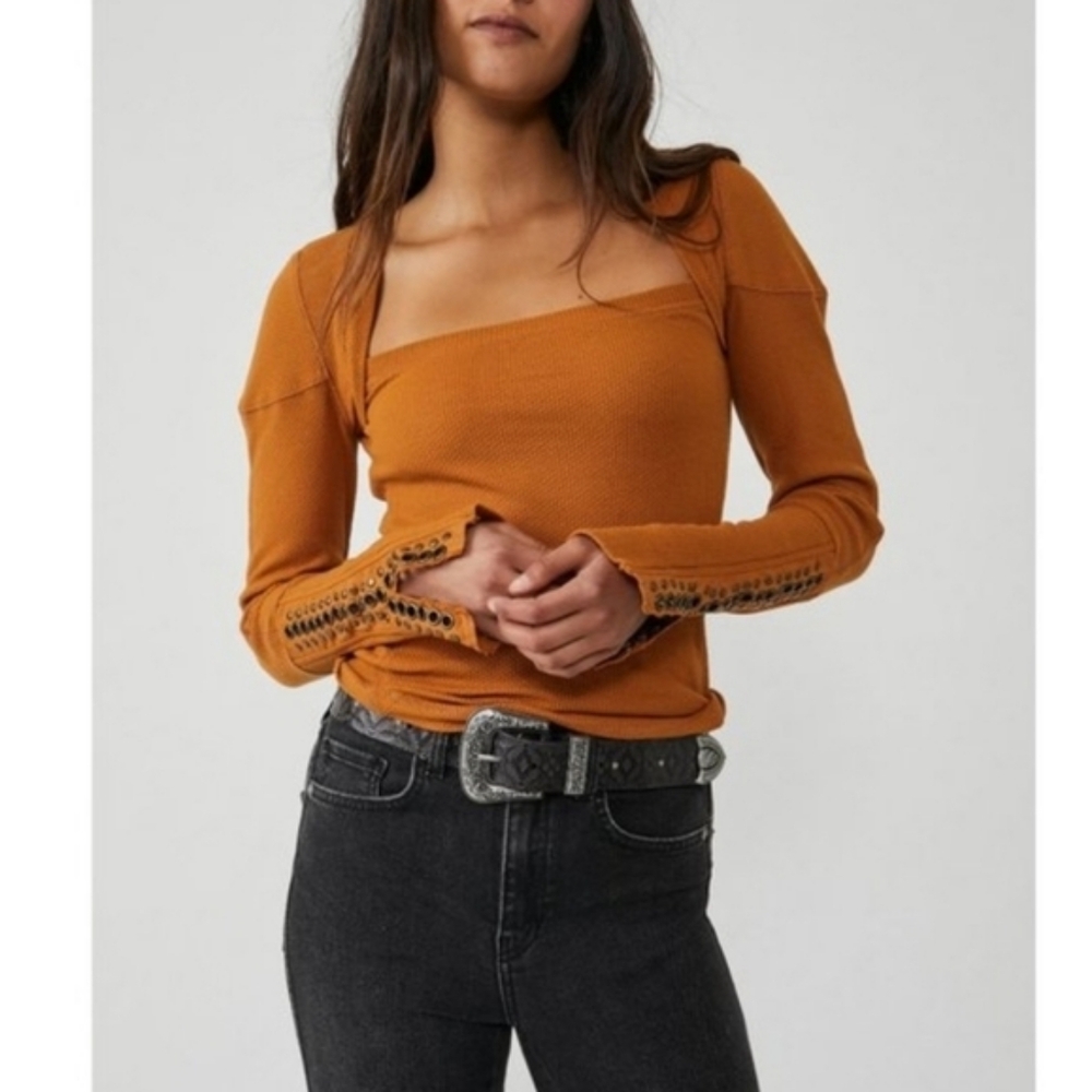 Like New Free People The Unruly Top In Golden Ochre Size XS Retail $78